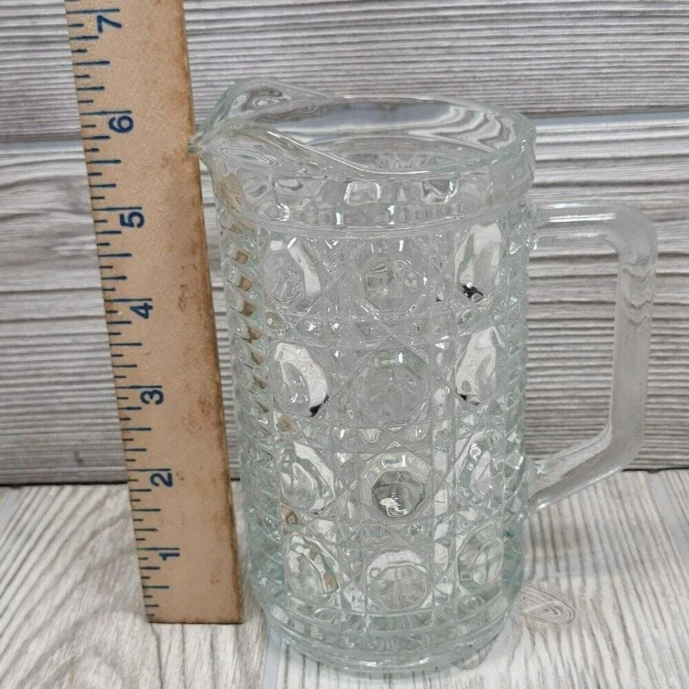 Indiana Glass Whitehall Pitcher Clear Cubist Vintage Mid Century‎ Modern Pressed